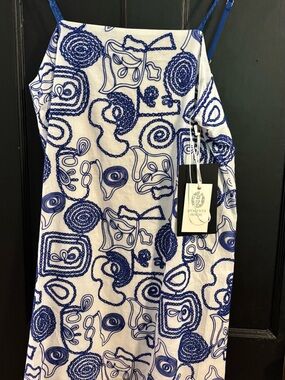 Tuckernuck Hyacinth House NWT Blue & White Embroidered Slip Dress - Medium